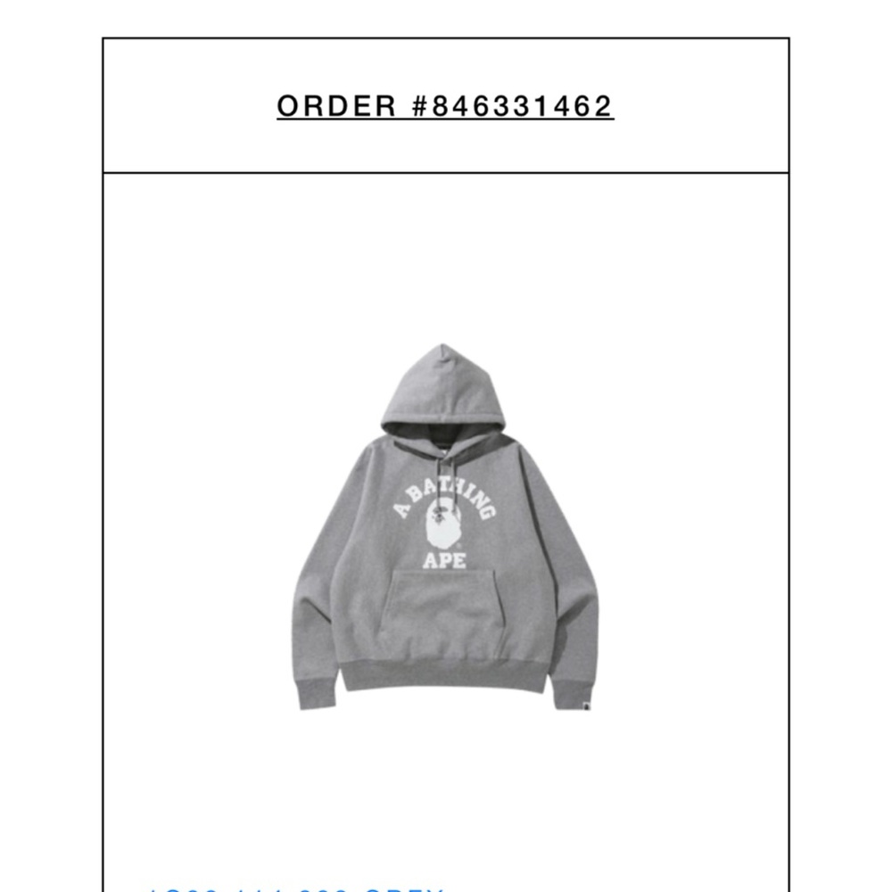 Bape Gray Sweatshirt Hoodie College Grey Logo Size Medium - Picture 14 of 14